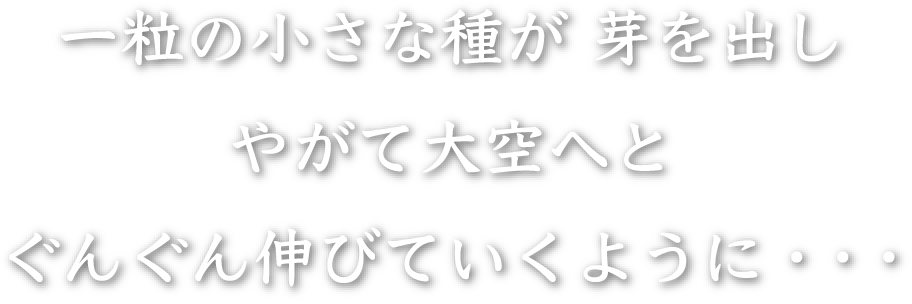 一粒の小さな種が芽を出し やがて大空へと ぐんぐん伸びていくように・・・